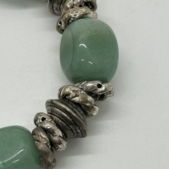 Jadeite Stretch Bracelet With Metal & Acrylic Beads 6 in. Natural Stones Elegant - Picture 2 of 8